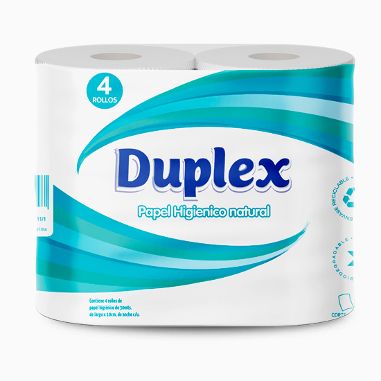 PAPEL HIGIENICO DUPLEX NATURAL   X4  30 mts